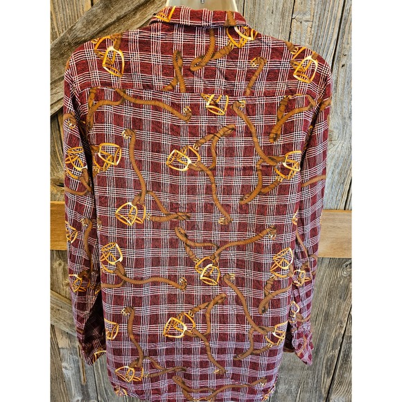 British Khaki size 6 women career casual Western Button up rayon maroon ^ - Picture 3 of 6